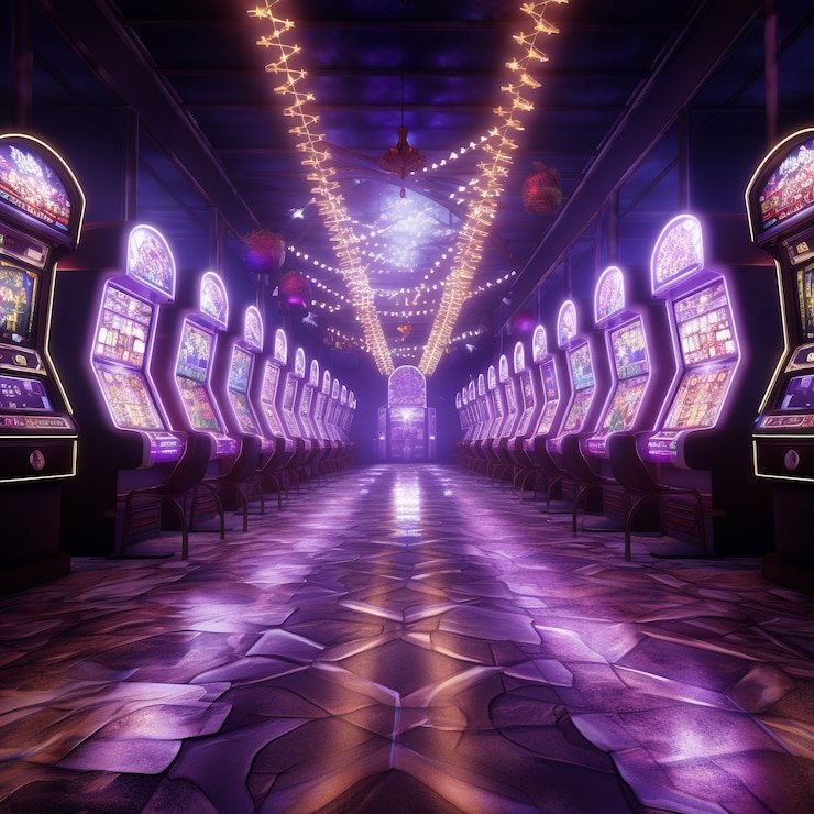 Live dealer studio with multiple gaming tables showing prize information displays